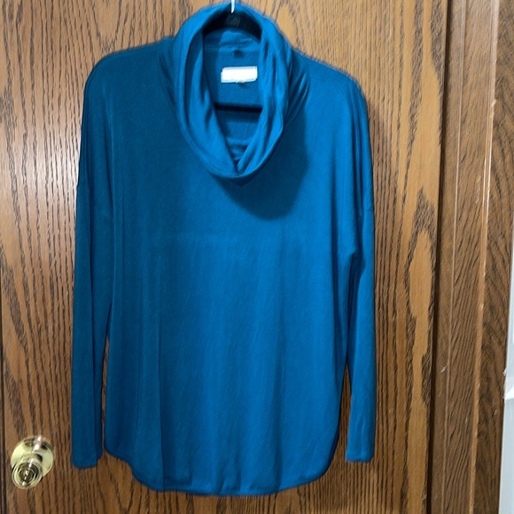 Lou & Grey for Loft Teal Cowl Neck shirt - Picture 1 of 6